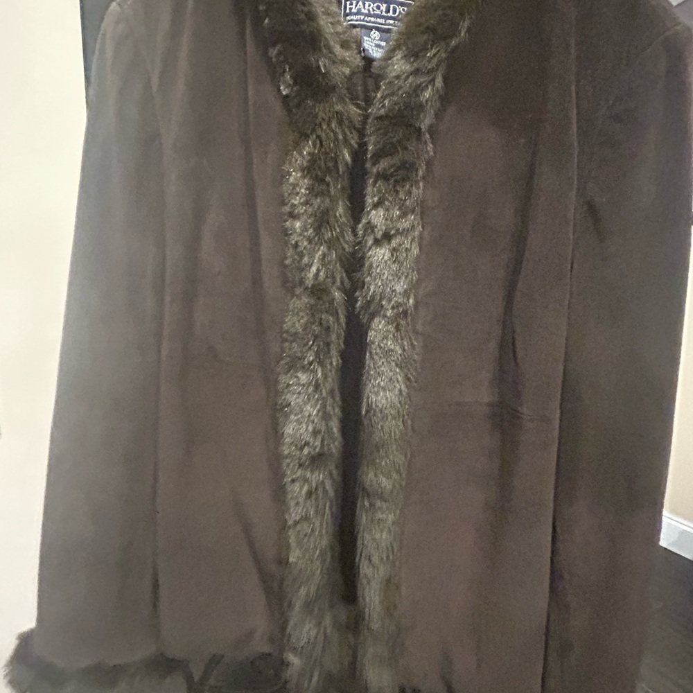 Harold's Brown Faux Fur Trim Jacket